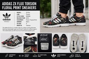 Men 9 Adidas Original Flux Torsion Floral Tropical Print Running Shoes  B25484